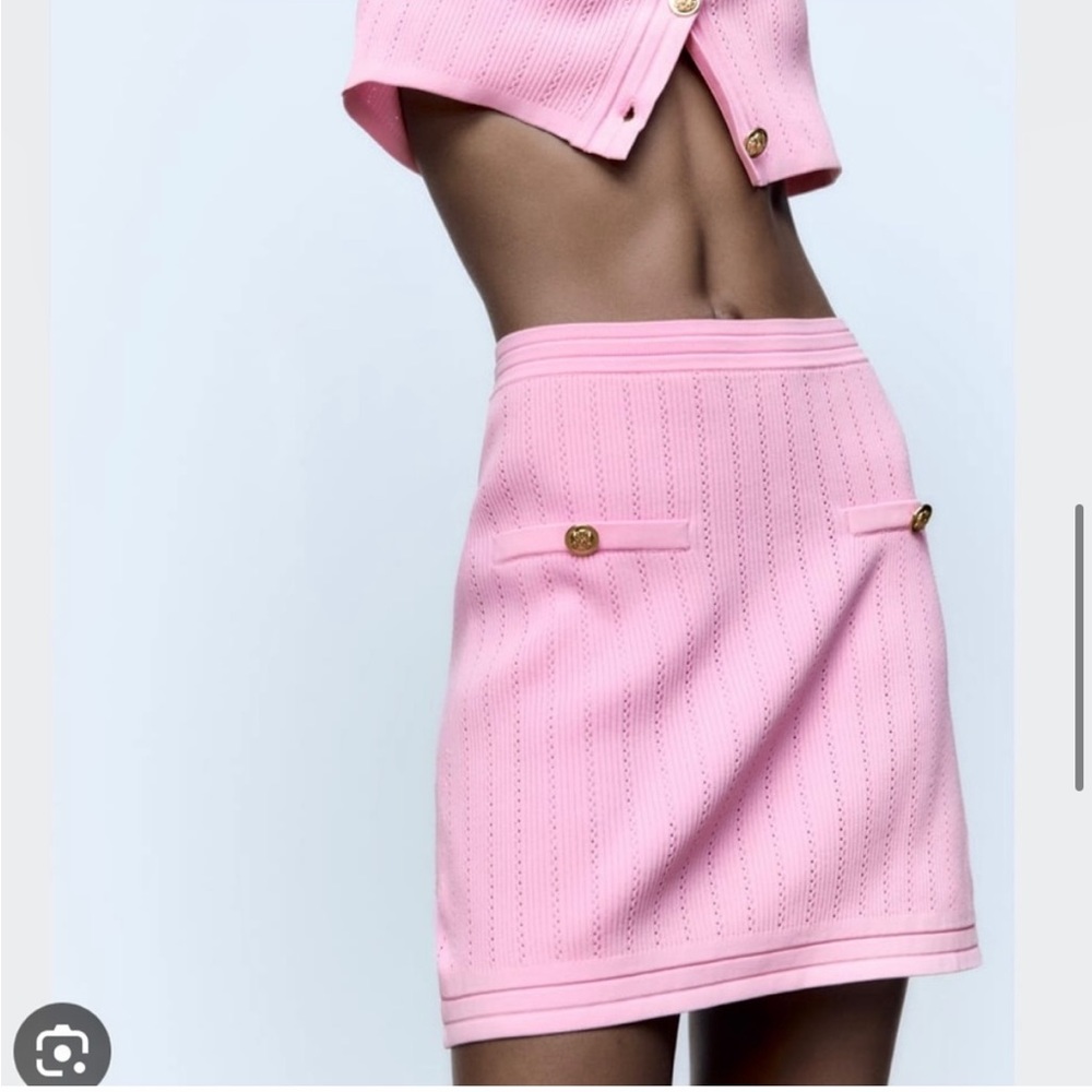 Zara NWT pink coord matching 2 piece skirt and button cardigan set - Picture 17 of 17